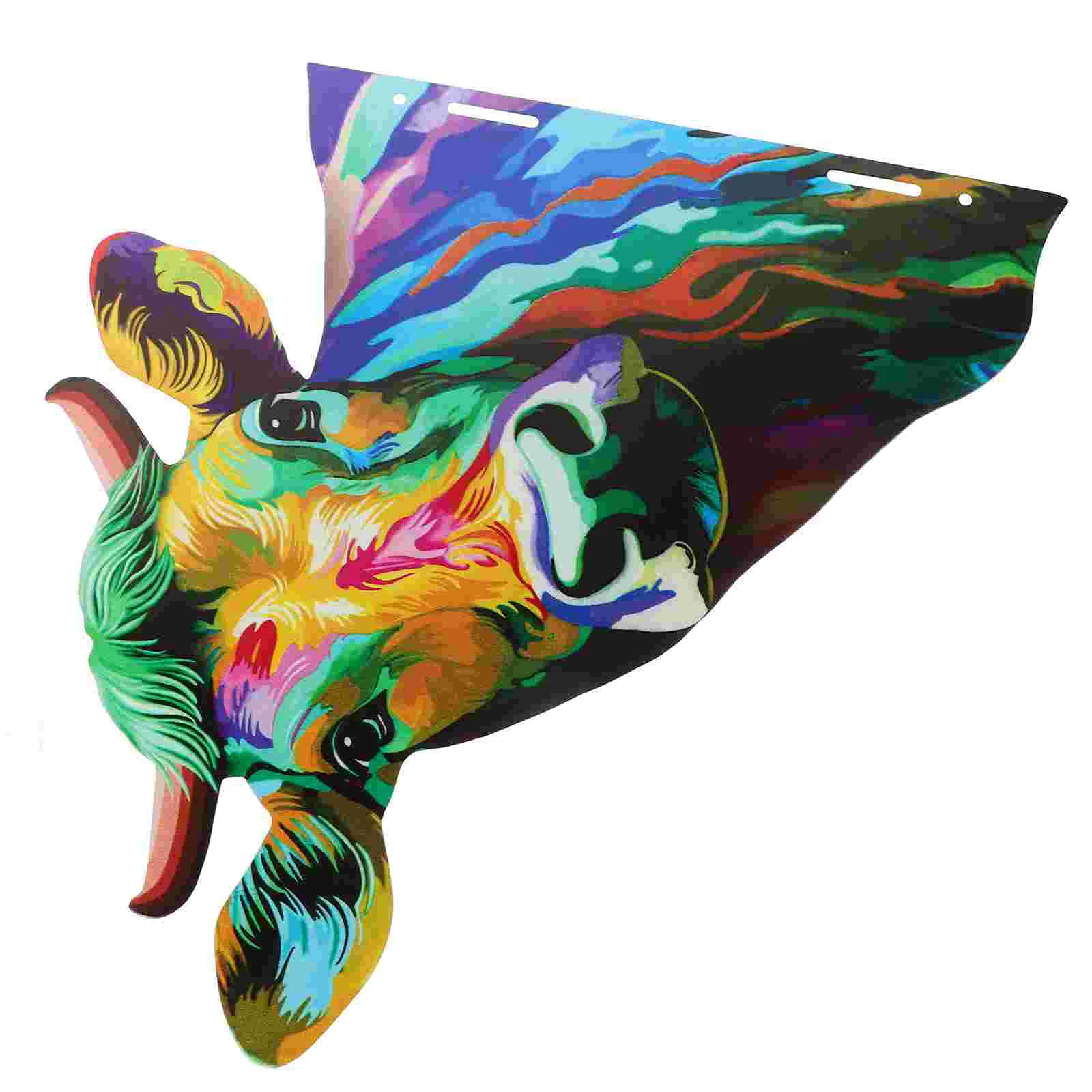 

Sun Wall Decoration Iron Crafts Colorful Bull Head Green Metal Cow Sculpture Outdoor Fence Hanging