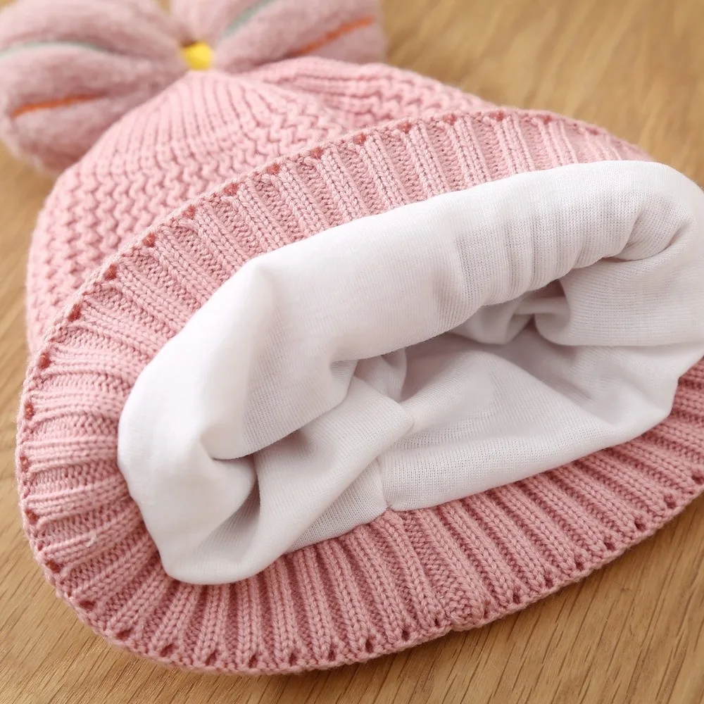 Polyester Fiber Baby Hat Warm Knitted Beanie for Winter