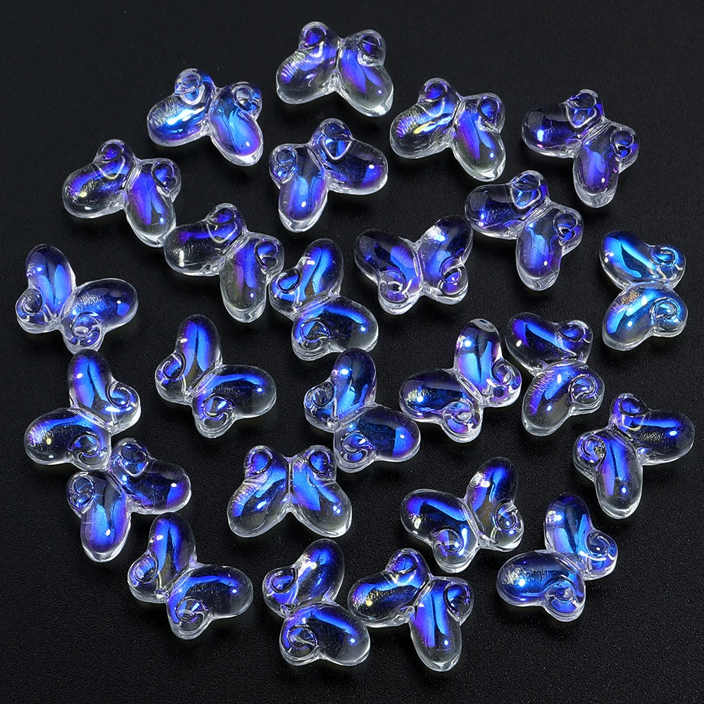 Colorful Glass Butterfly Lampwork Beads - 50pcs for Jewelry Making & DIY Accessories