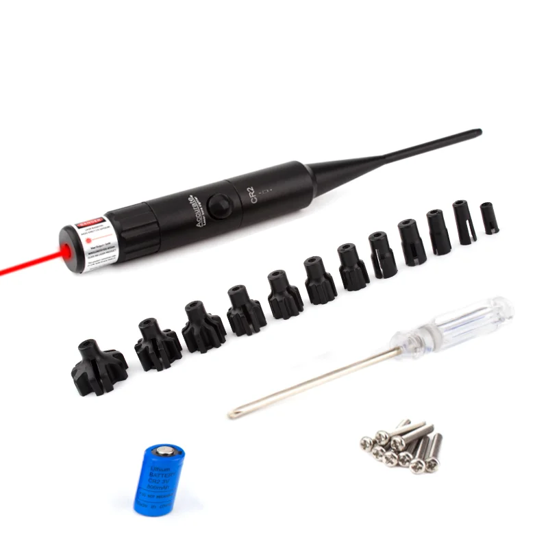 Laser Bore Sight Kit with Button Switch Red/Green Sighter with 12 Adapters for 0.17 to 12GA Calibers Hunting Red Red Dot Sight