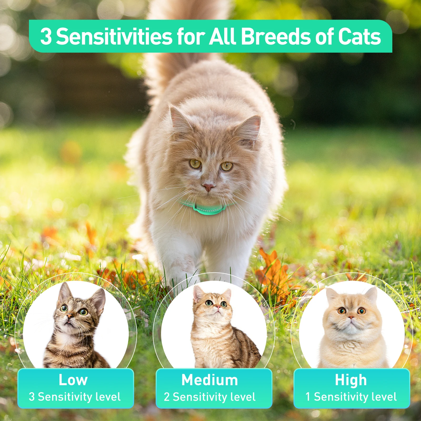 Cat Shock Collar, Waterproof Cat Training Collar, Tiniest Shock Collar for Cats with Beep Vibration to Auto Stop Meow