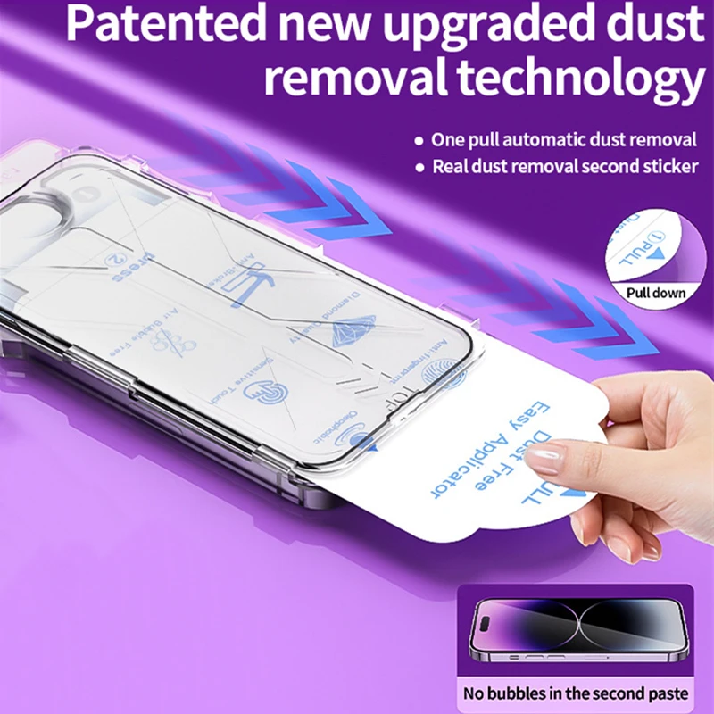 Dust-Free Installation Tempered Glass Screen Protector with Easy Install Auto-Dust Removal Kit