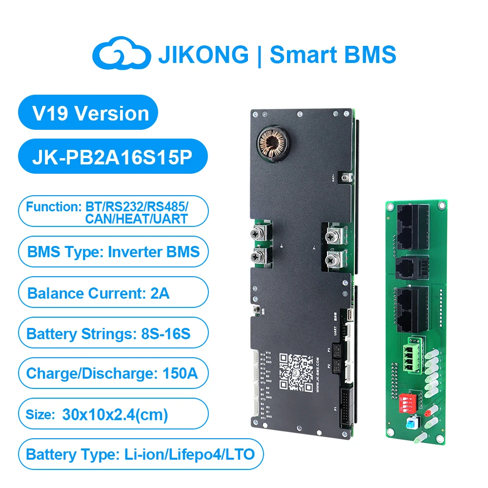 JIKONG V19 Wechselrichter BMS 8S-16S 24V 48V 100A 200A 300A für Li-Ion Lifepo4 LTO Batterie Haushalt Energie BMS Active Balancer 1A 2A – Detail 3