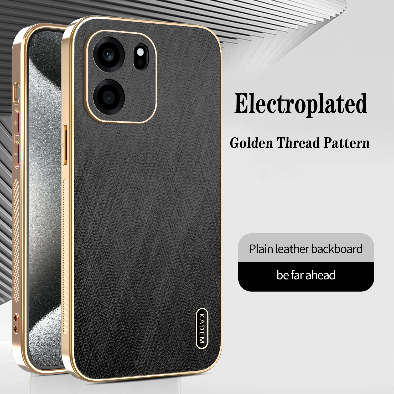 Luxury Gold Silk Skin Shockproof Case with PU Leather Cover