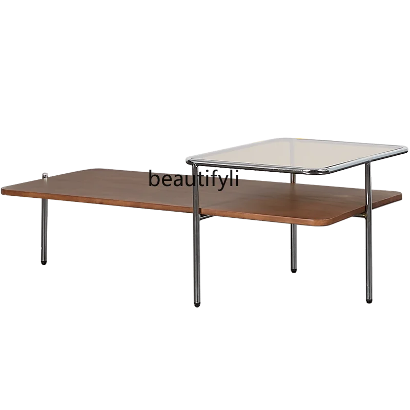 

Square Table Solid Wood Coffee Table Living Room Home Small Apartment Tea Table Tea Table French Glass Minimalist Tea