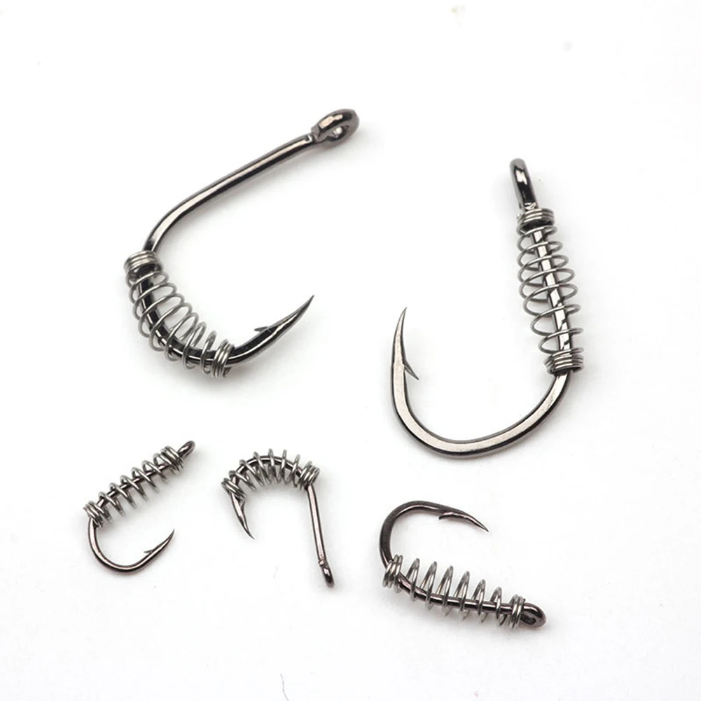 

100pcs Fish Hook Spring Bait Feeder Lure Trap Accessories Fishbait Feeder Tackle Stainless Steel Hook Springs Carp Fishing Tools