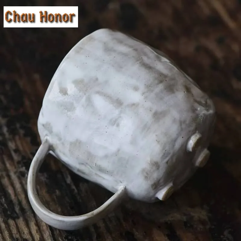 250ml Handmade Powder Yin White Pottery Coffee Mug Oatmeal Breakfast Mug Afternoon Tea Mug Office Water Cup Drinkware Decoration