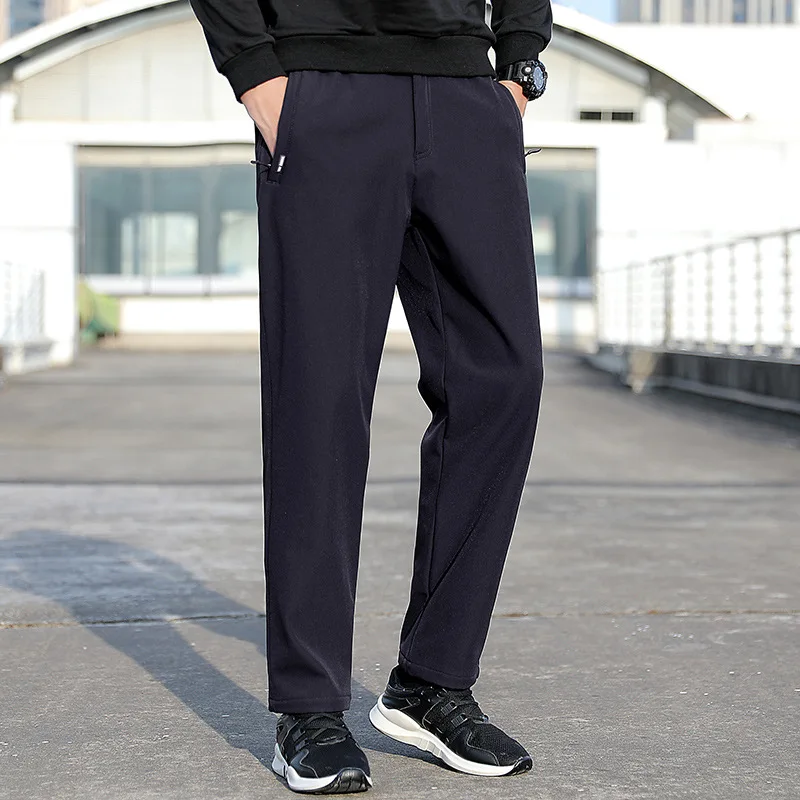Men\'s Summer Cargo Pants Big Size Ice Silk Stretch Breathable Straight Leg Pants Quick Dry Elastic Lightweight Long Trousers