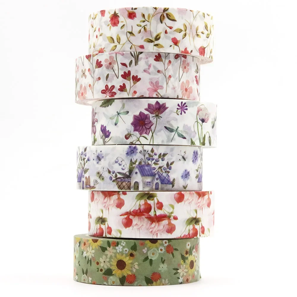 

NEW 10pcs/lot 15mm*10m Spring Floral Sunflowers Stationary Masking Adhesive Washi Tape office supplies masking tape sticker