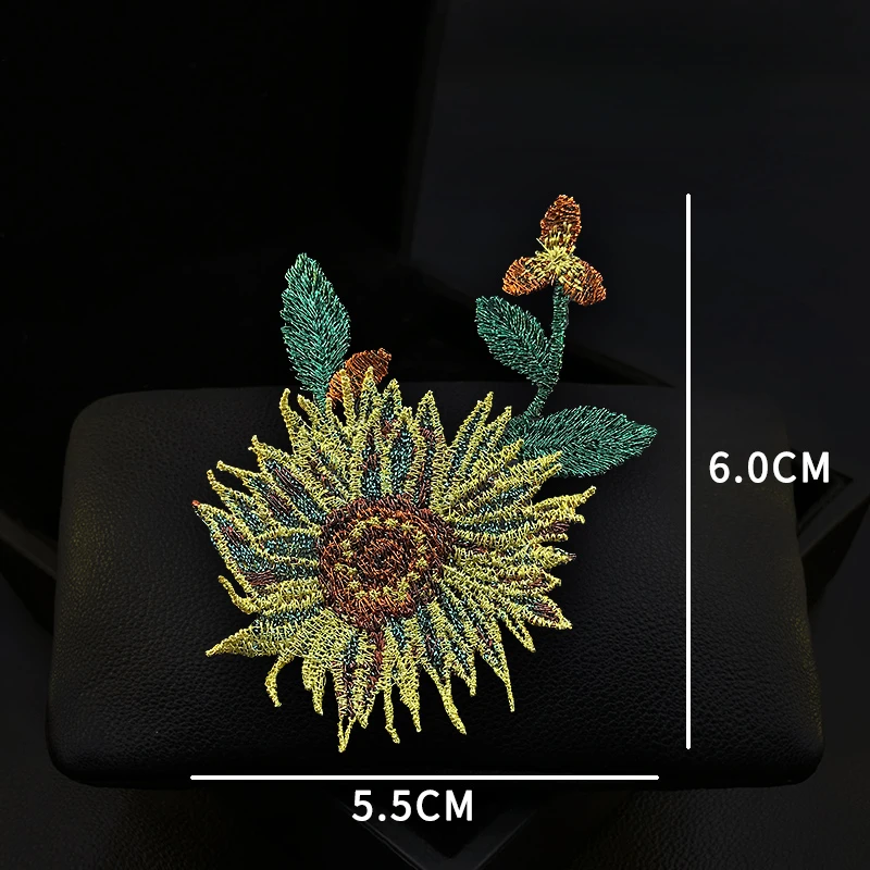 1736 Exquisite High-End Sunflower Fabric Brooch Women's Suit Neckline Pins Embroidery Flower Corsage Clothes Accessories Jewelry