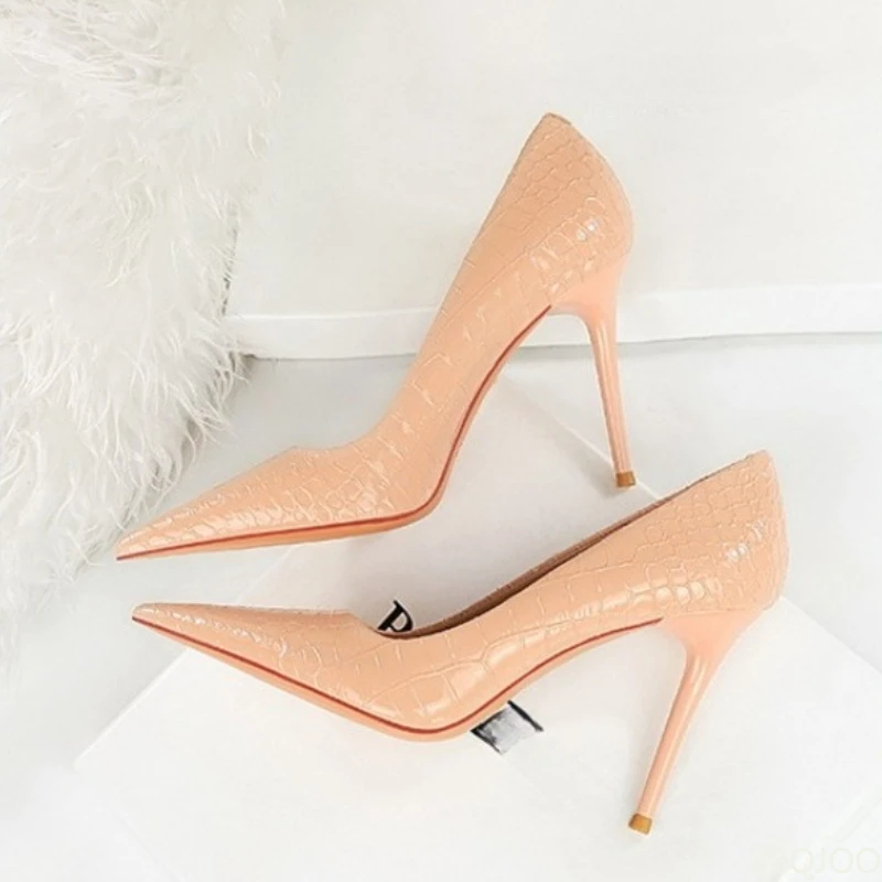 2025, kleine Größe, modisch und sexy, schlankmachende High Heels, schmale Absätze, flacher Mund, spitze Schlangenmuster, High Heels, einzelne Schuhe – Detail 14