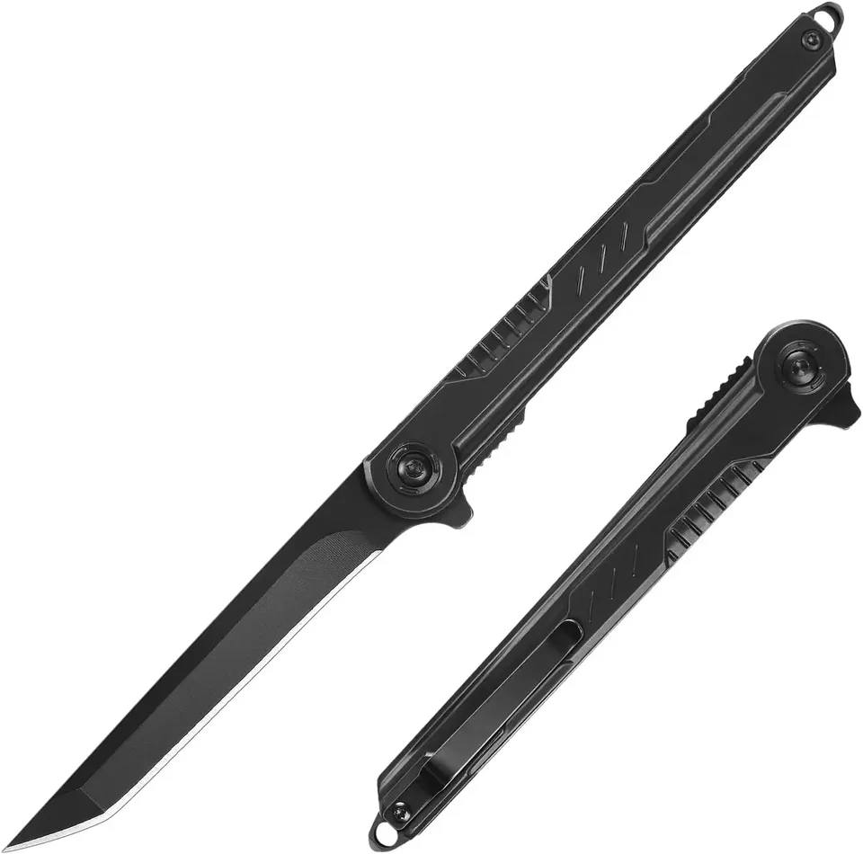Slim Tanto Survival Folding Knife with Clip