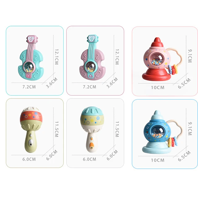 Newborn Baby Rattles Grab Ability Training Toys Chews Food Grade Silicone Teethers Soft Rubber Stroller Bed Hanging Bell Kid Toy 3