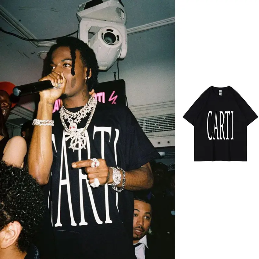 

Футболка Rapper Playboi Carti с рисунком большого шрифта V, как показано на карте, Мужская футболка с графическим принтом, трендовая футболка в стиле хип-хоп большого размера, уличная одежда унисекс