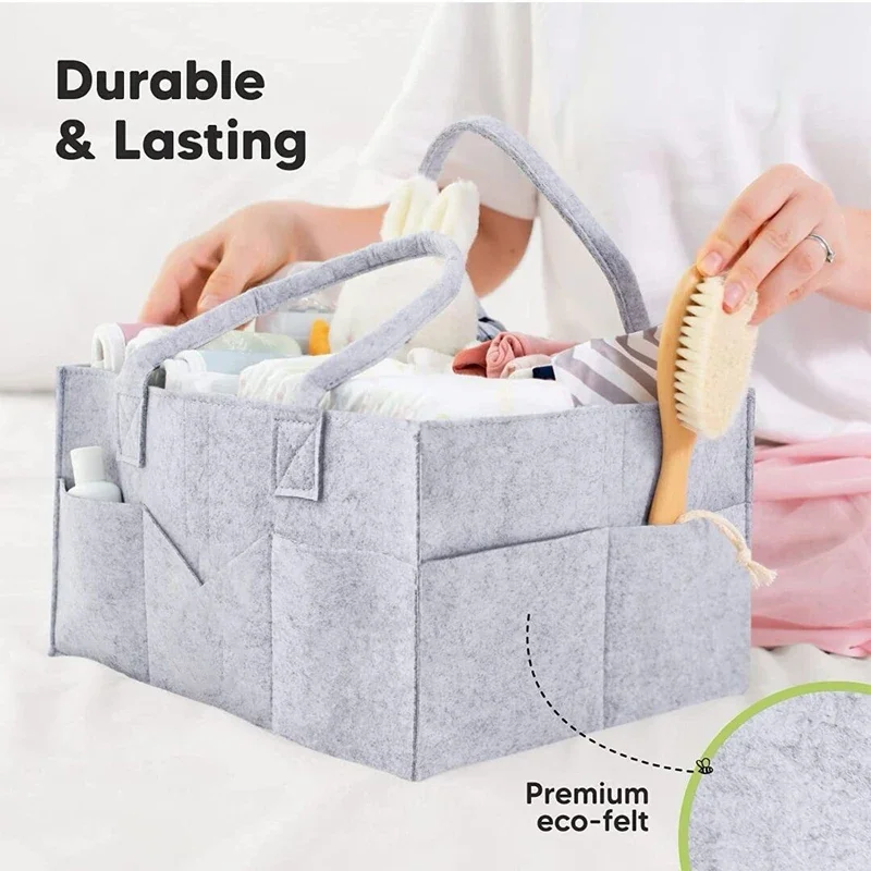 Tote Bag For Mommy Baby Diaper Storage Organizer Baby Stroller Tote Basket Felt Fabric Bag Multifunctional Felt Diaper Bags 2