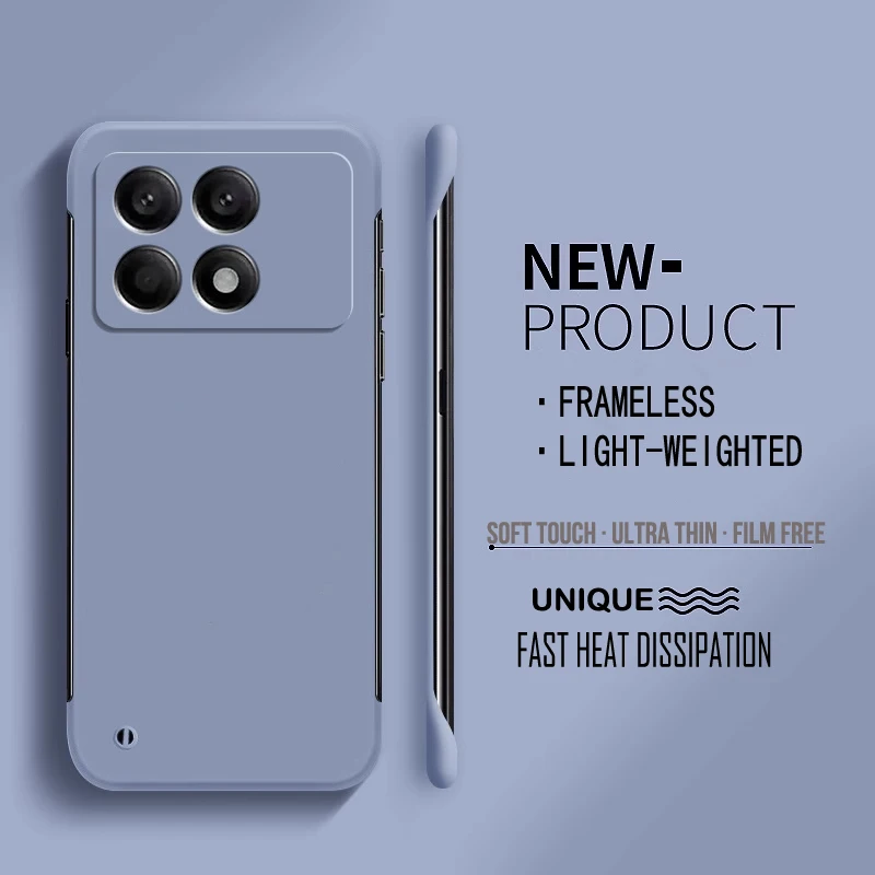 Matte dünne rahmenlose reine Farbe PC-Telefonhülle für XIAOMI Poco X6 F6 F5 Pro F4 F3 viereckige Schutzhülle – Detail 4