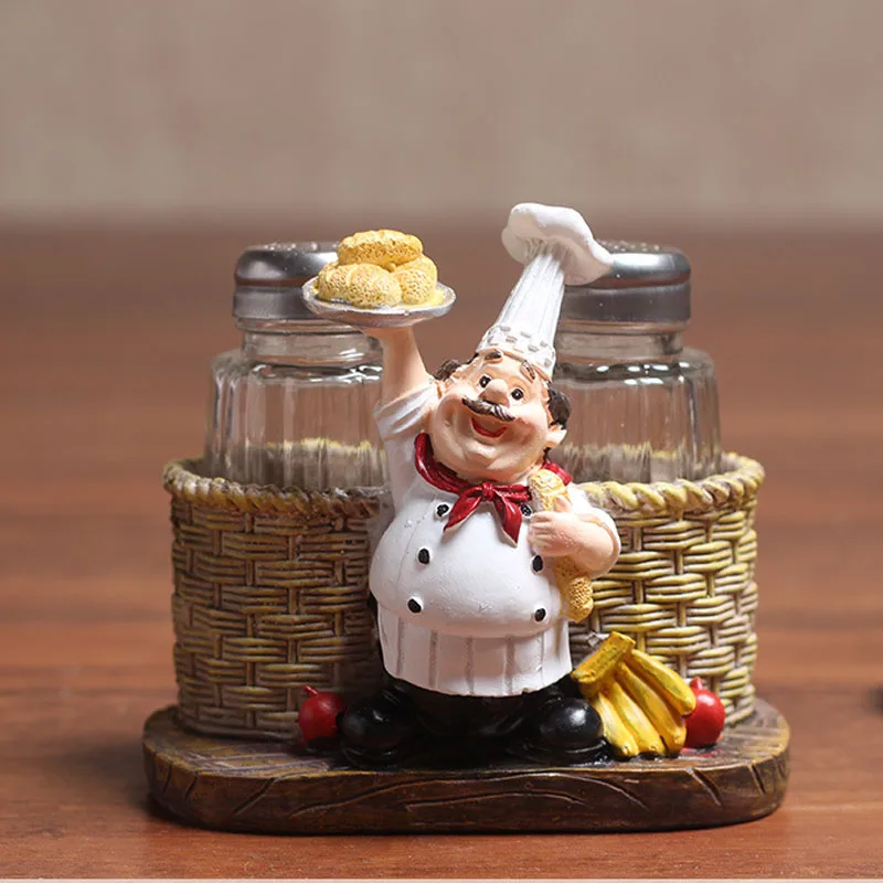 Kitchen Chef Cook Pepper Condiment Bottle Model Statue Miniature Figurine  Gifts Crafts Resin Home Decoration Accessories TTBD85