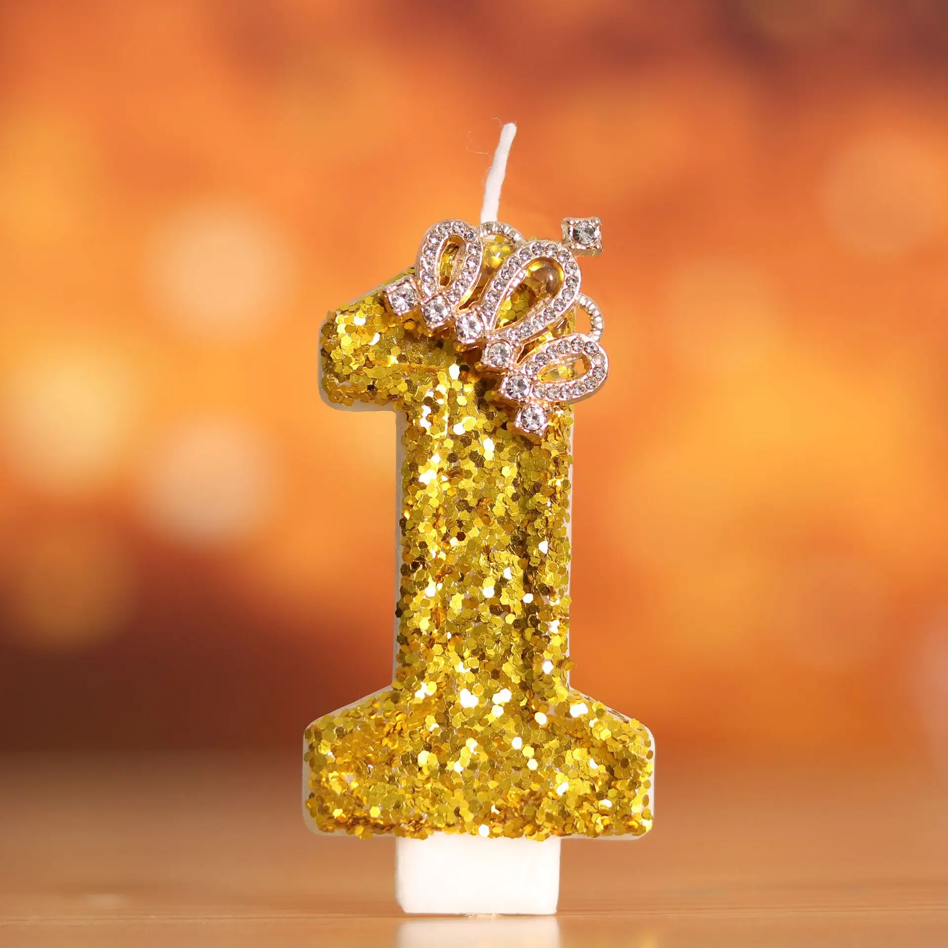 Elegant Gold Crown 3D Number Candle for Birthday Cake and Party Décor