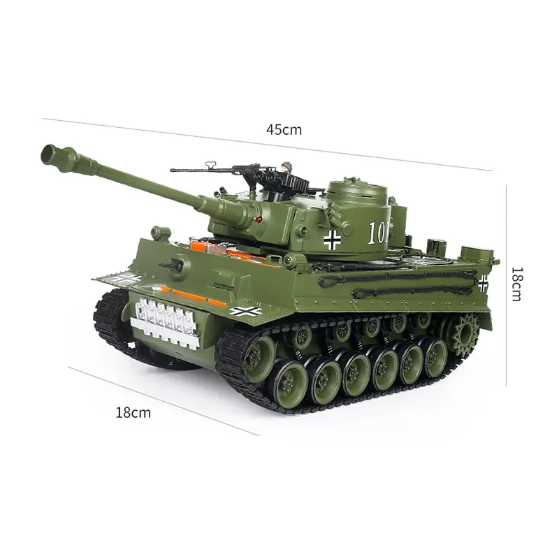 Rc Tank Schieten Water Kogel Rook Infrarood Afstandsbediening Tank Speelgoed Tijger Militaire Model Vibrerende Terugslag Met Geluid Led Boy Cadeau