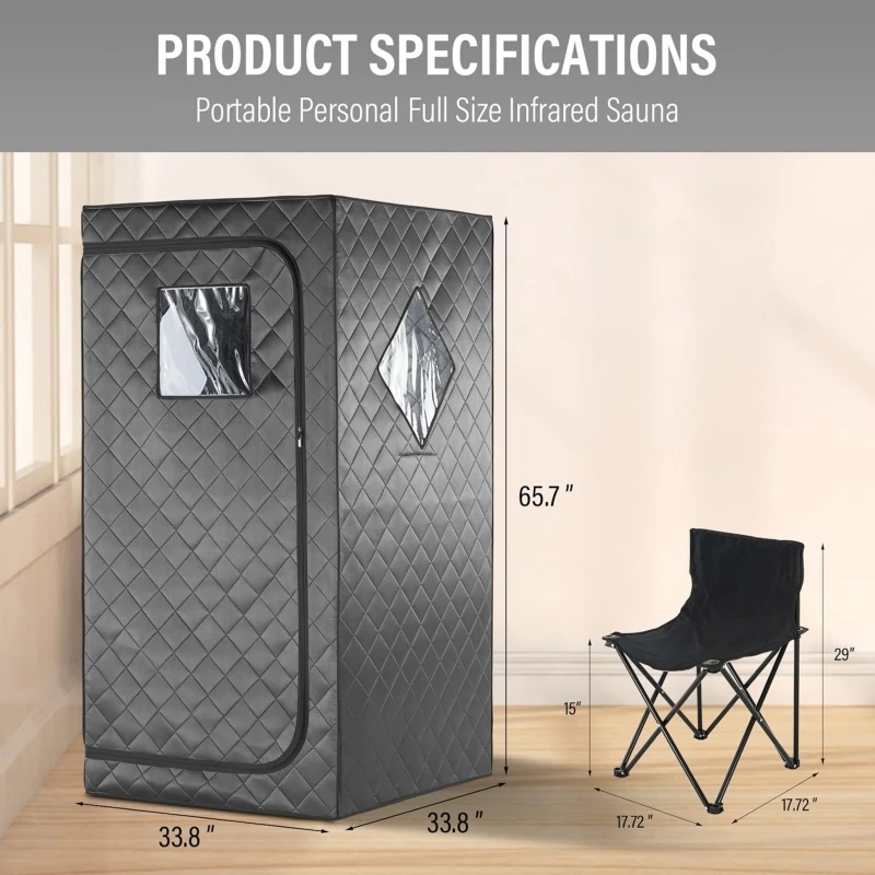 Sauna Box Portable Sauna for Home Full Size Steam Sauna with 4L 2000W Steamer and Remote Control Personal Steam Room for Spa 6