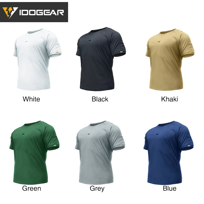 Tactical shirt IDOGEAR Tactical Summer T-Shirt Breathable Round Neck Tshirt Fitness athletic sportswear Gym Shirt Short Sleeve Quick Dry 3114