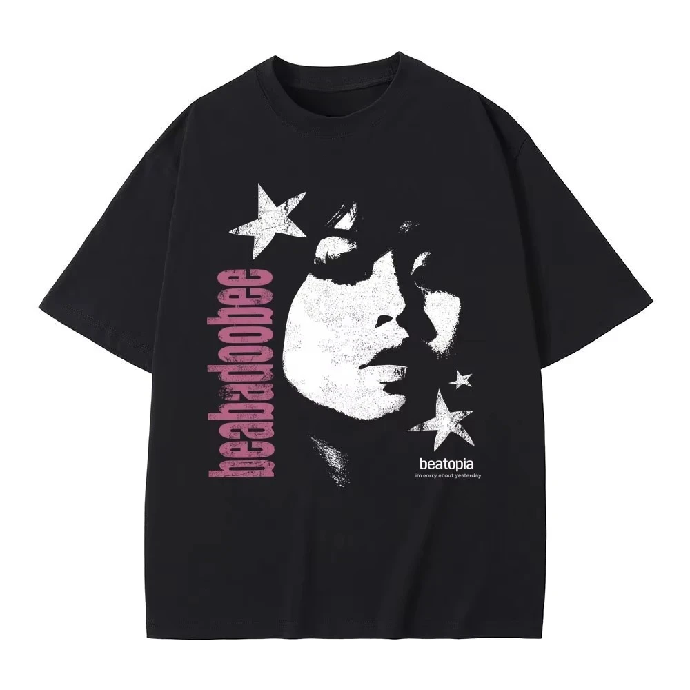 Casual Cotton Short Sleeve T-shirts Beabadoobee Face Print T-shirts Men Women Hip Hop Fashion Pop Music T Shirts Tops Streetwear 1