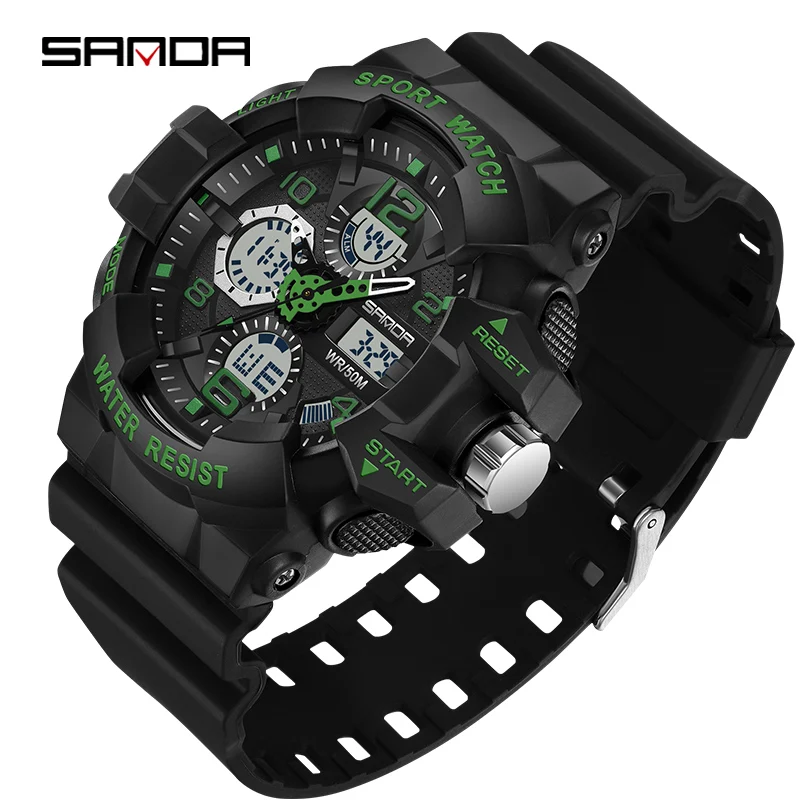 SANDA Military-Inspired Men's Digital Sports Watch - Waterproof Electronic Wristwatch