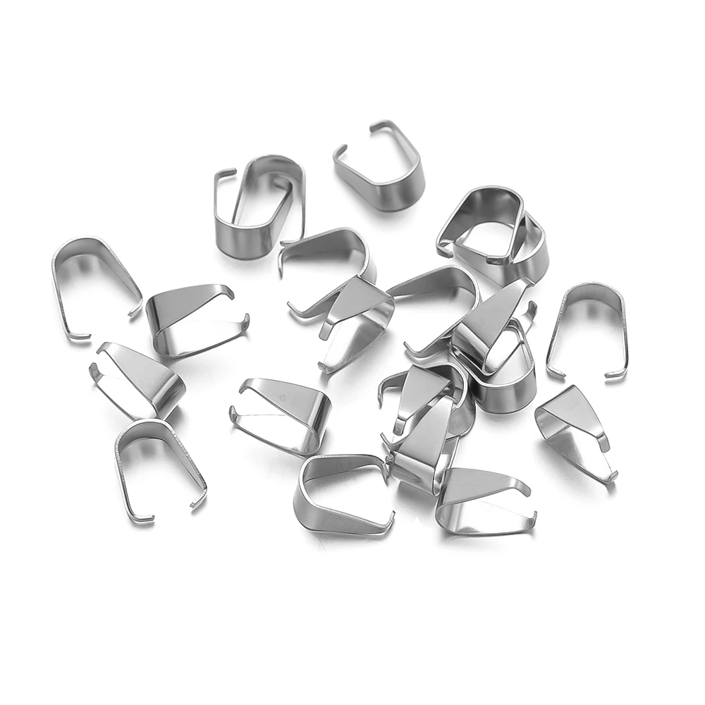 100 Stücke Edelstahl Pinch Clip Verschluss Bail Halskette Anhänger Klaue Stecker Für DIY Schmuck Machen Erkenntnisse Zubehör – Detail 4