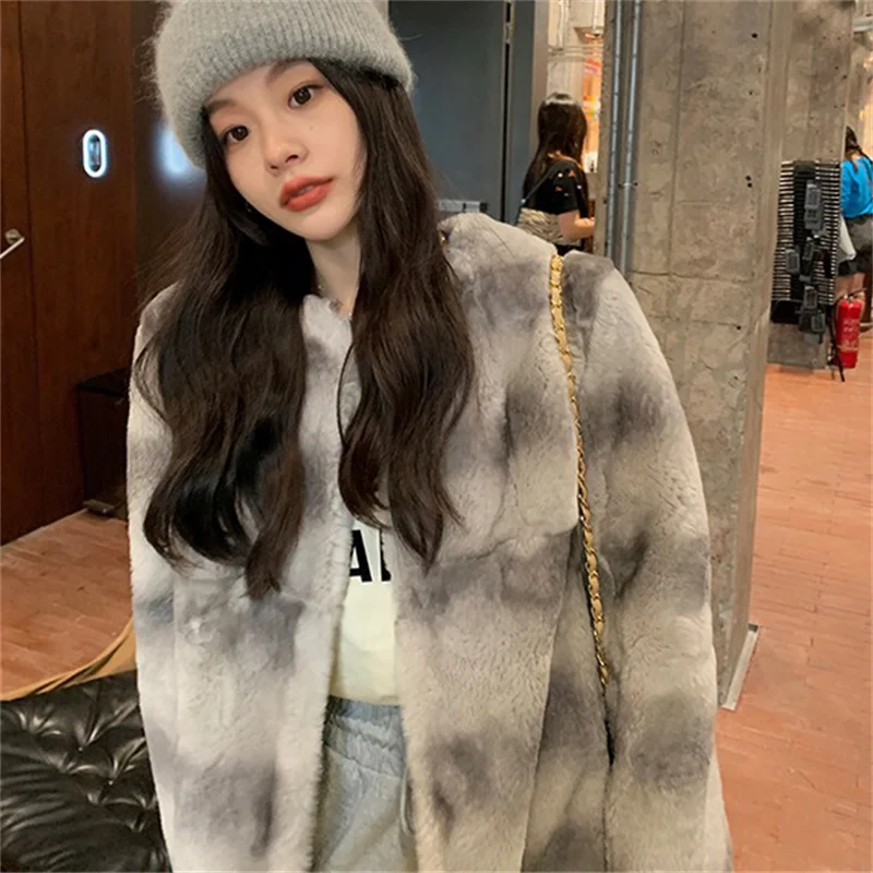 Winter Luxury Winter Fur Coat Ladies New Imported Rex Rabbit Fur Thermal Coat Multi-style Striped Furry Coat