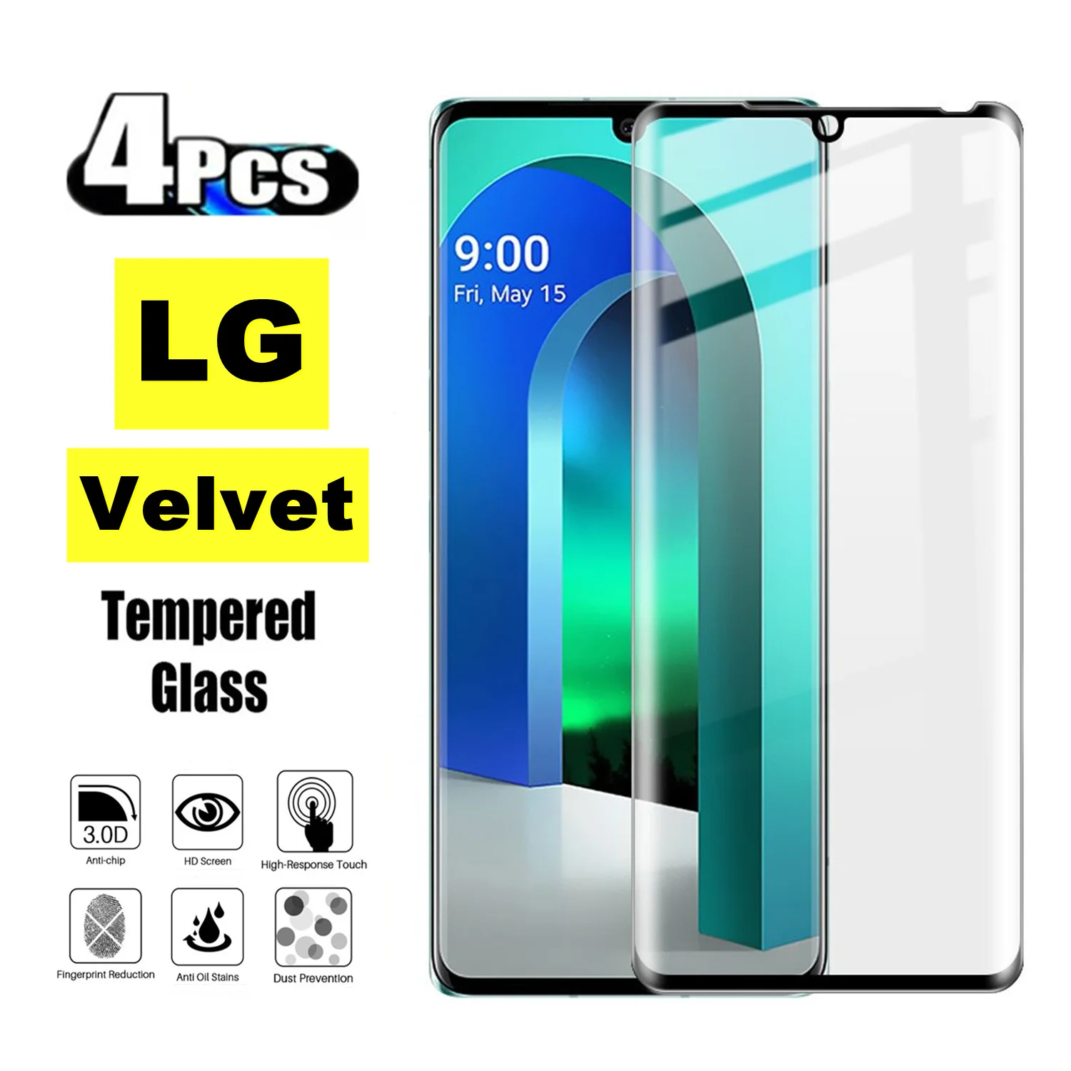 Curved Tempered Glass Full Cover Screen Protector - 2/4 Pack