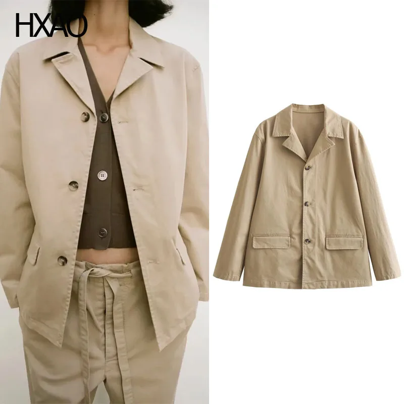 

HXAO Casual Blazer for Women Suit Jacket Autumn Long Sleeve Femal Tailoring Blazer Spring Office Lady Loose Sets