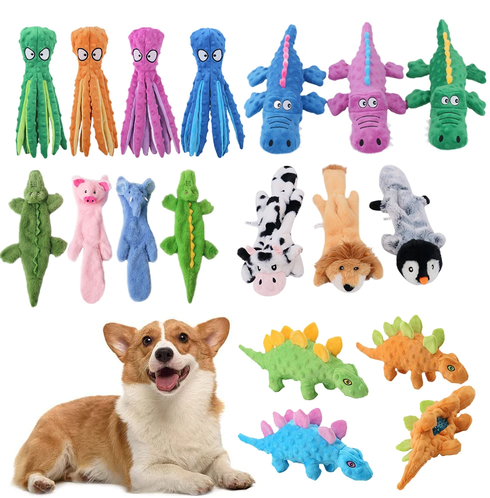Pet Plush Toy Dog Sound Octopus Animal Shape Toy Interactive Dog Teeth Clean Chew Toy Pet