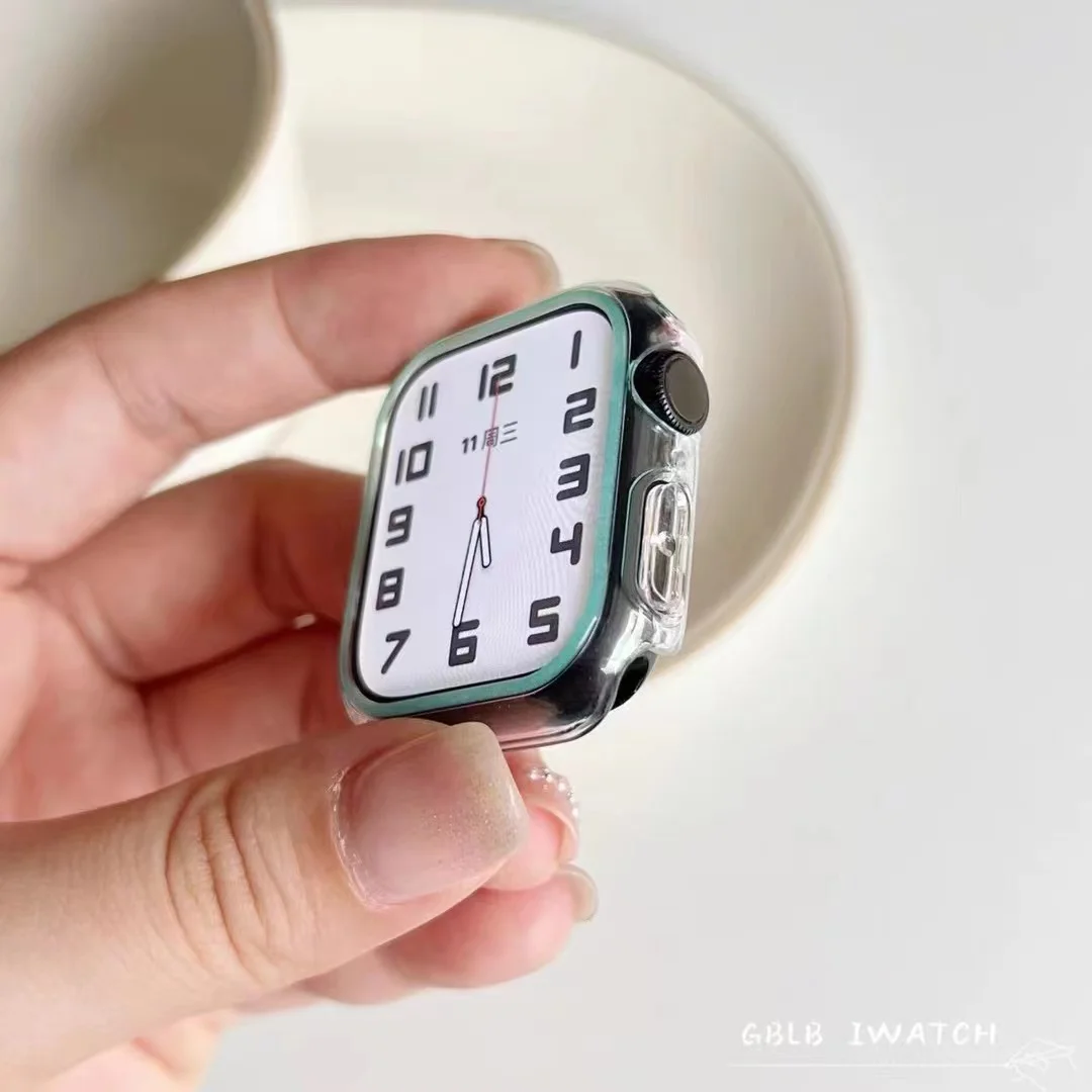 애플 워치 케이스용 발광 커버, PC 범퍼 보호 프레임, 울트라 49mm, 45mm, 44mm, 41mm, 40mm, 아이워치 9, 8, 7, 6, 5, SE 액세서리