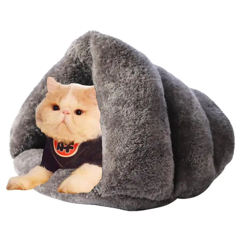 Cat Cave Bed Warm Cat Bed For Winter Triangle Fleece Pet Cave Bed