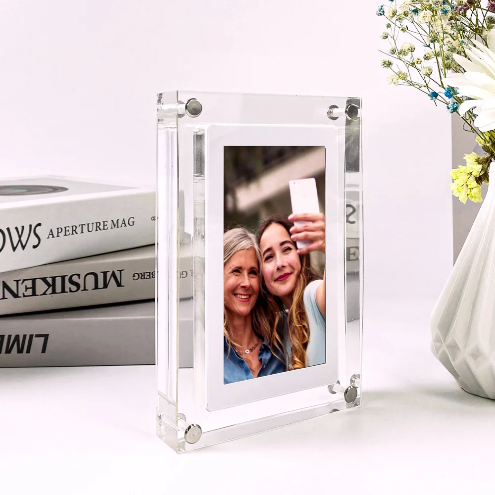 Acrylic Digital Photo Frame 5/7 Inch 1200mAh Vertical Display IPS Screen 4G/8G Memory Battery Porta Retrato Digital Gifts