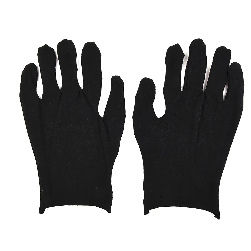 Black Cotton Gloves Soft Large Sensitive Cleaning Dry Moisturizing Hand Protection Household Protective Gloves Kitchens 12Pairs