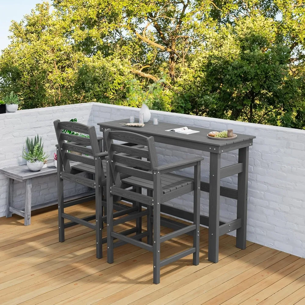 Outdoor Adirondack Bar Set – 2 Chairs & Bar Height Table, HDPE 2
