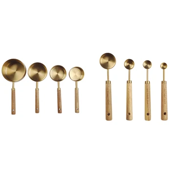 Measuring Spoons Set Wood Handle Stainless Steel 1