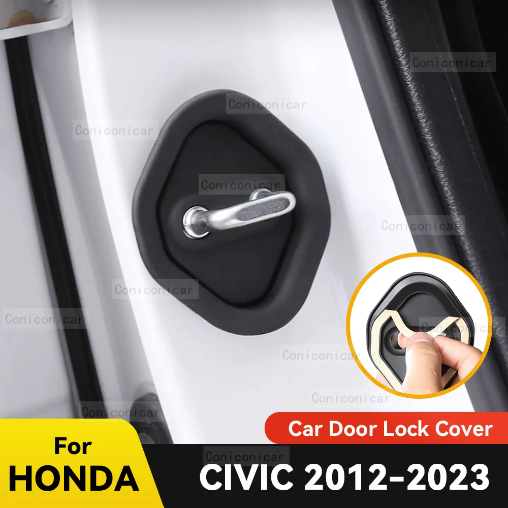 

Силиконовая Пряжка для дверного замка автомобиля, декоративная защитная крышка, флаги, Эмблема для HONDA CIVIC 2012-2023 2022, автомобильные аксессуары