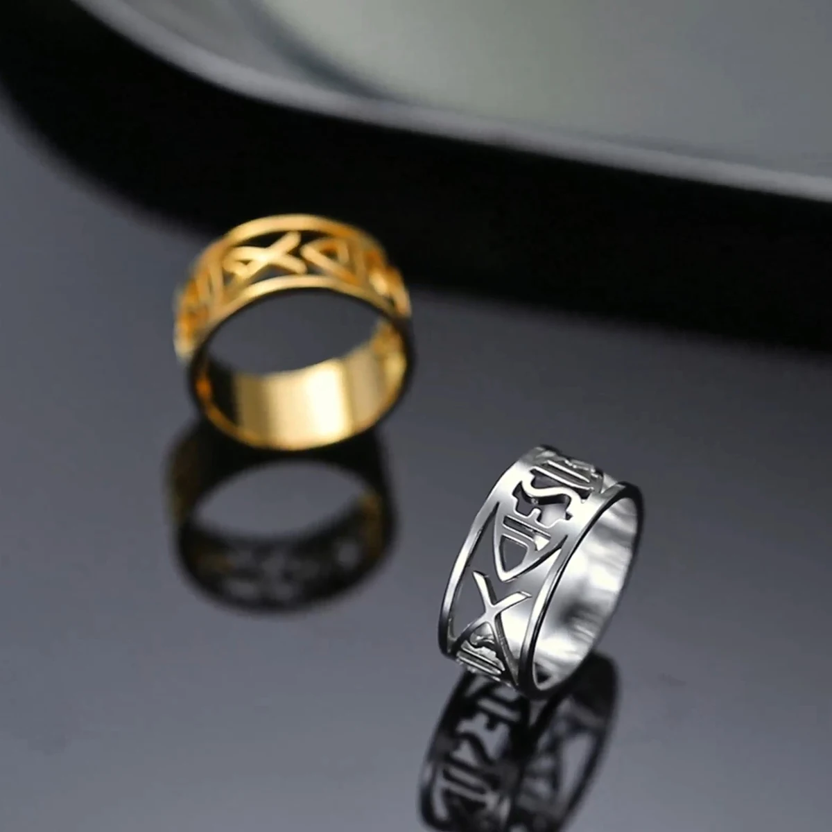 ZMY Men's Black Cross Ring – 316L Stainless Steel Fashion Jewelry For Men (Size 11) 2 thumbnail image