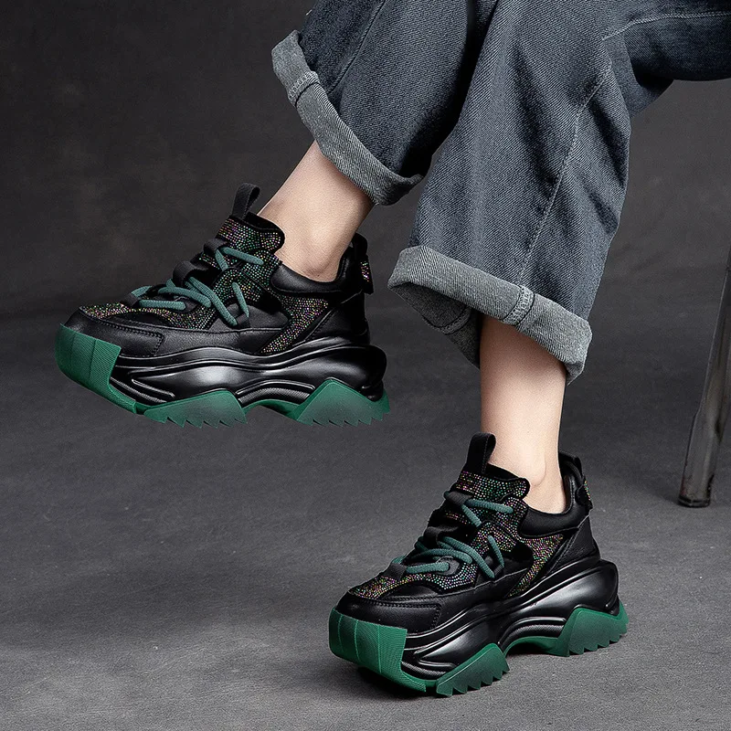 Leather Lace Shoes | Leather Sneakers | Women's Vulcanize