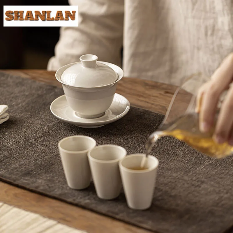 100ml Plant Ash Sancai Cover Bowl Household Anti Scald Gaiwan Boutique Tea Tureen Tea Maker Chinese Cups Set Ornaments