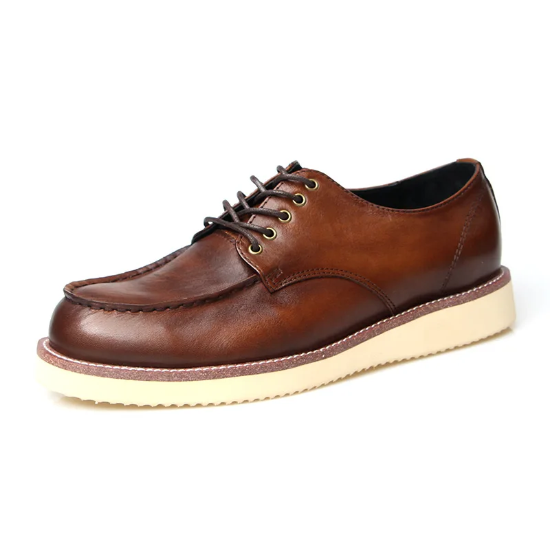 

Vintage Leather Toe Layer Cowhide Men's Hot Sale Platform Shoes Casual Men