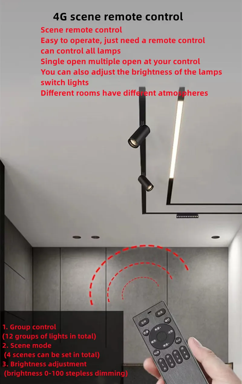 Description Picture 4 of itemSmart Magnetic Track Rail Light System Modern Flexible Fixture LED Spotlight DC48V Ceiling Indoor Light Smart Home Lamp Living