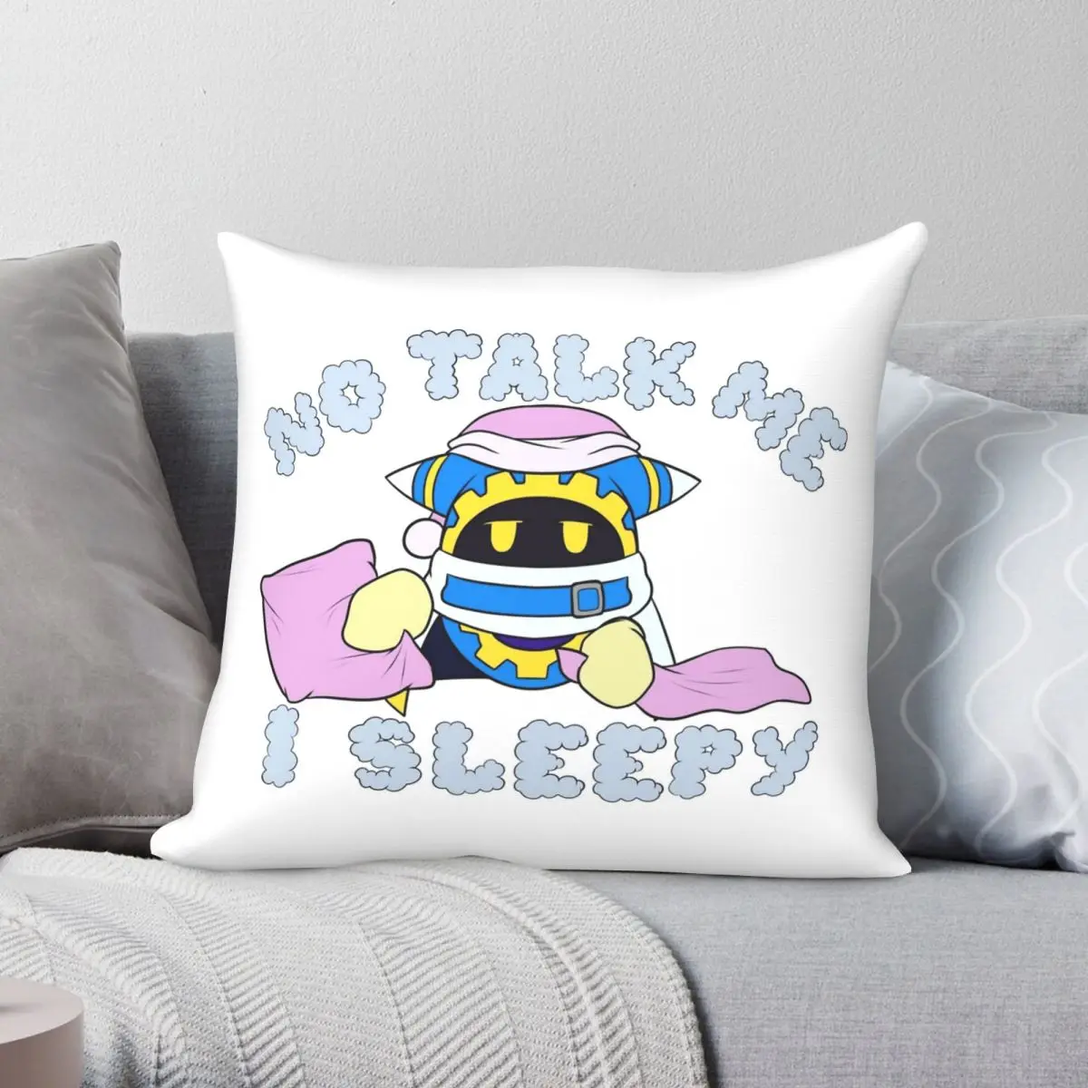 SleepyMagolorSquarePillowcasePolyesterLinenVelvetPatternZip