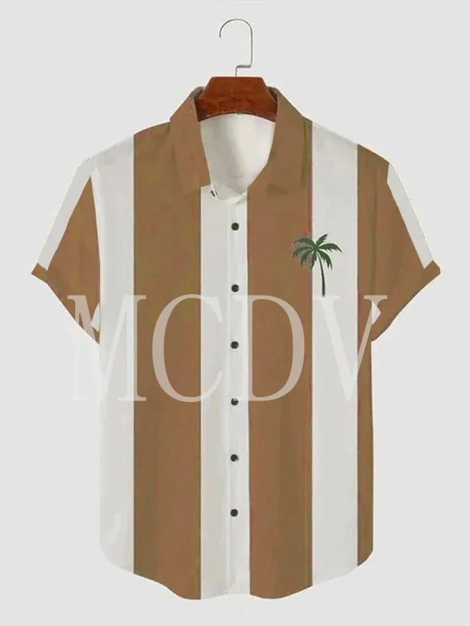 Men's Retro Simple Coconut Printed Short Sleeve Hawaiian Shirt 2023 Summer Beach Women For Men Shirts