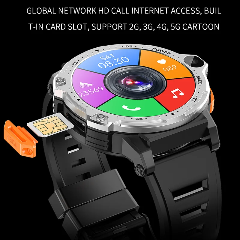 HD 듀얼 카메라 스마트 워치, 와이파이 BT 통화, GPS, NFC, 안드로이드 스마트 워치, 5G, 4G, 4GB RAM, 64GB ROM, 800mAh 배터리, 남녀공용, 신제품
