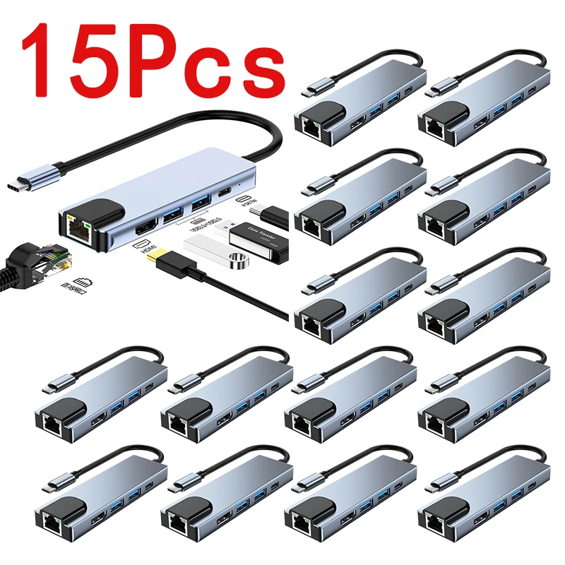 

Концентратор USB 3,0 5 в 1, 15 шт., разветвитель типа C, концентратор C HDMI, адаптер Baseus, Usb-разветвитель, док-станция, аксессуары для ноутбуков и ПК