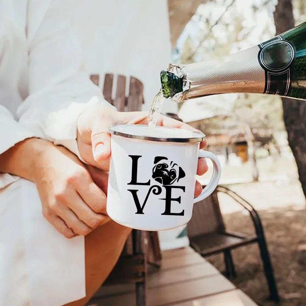 Peace Love Bulldogs Enamel Mug - Travel Camping Picnic Drinkware