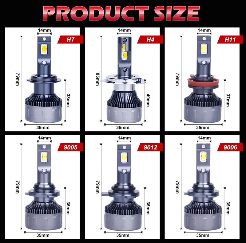 h7 led homologadas para coche, Bombilla automática de alta potencia, 110W,  Canbus, 30000LM, 6000K, 12V, H1, H8, H9, H11, HB3, HB4, H7, H4